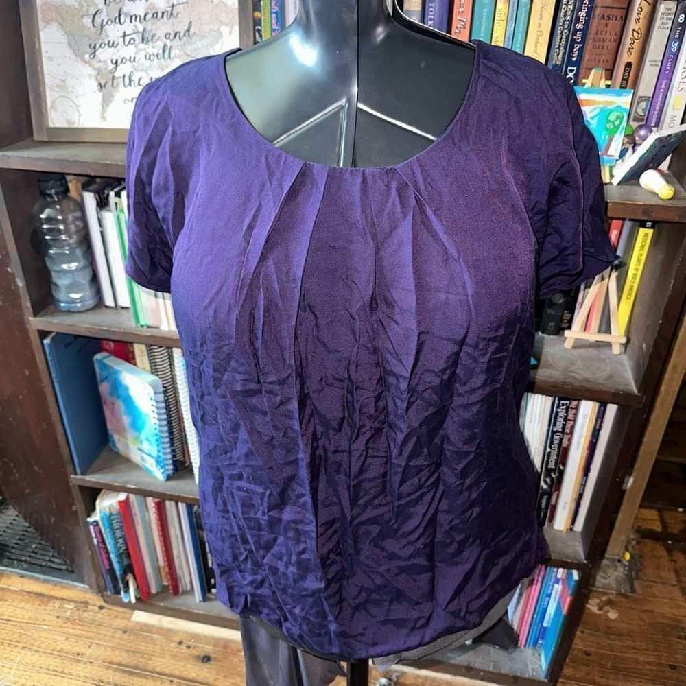 Boden purple jewel tone pin tuck neck size 12 royalcore blouse